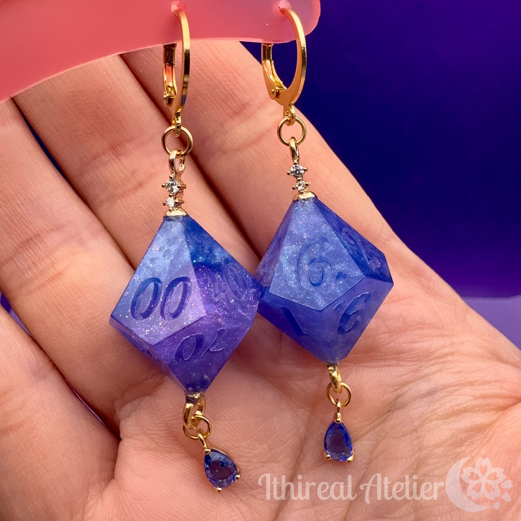 Earrings - Blurple Dice