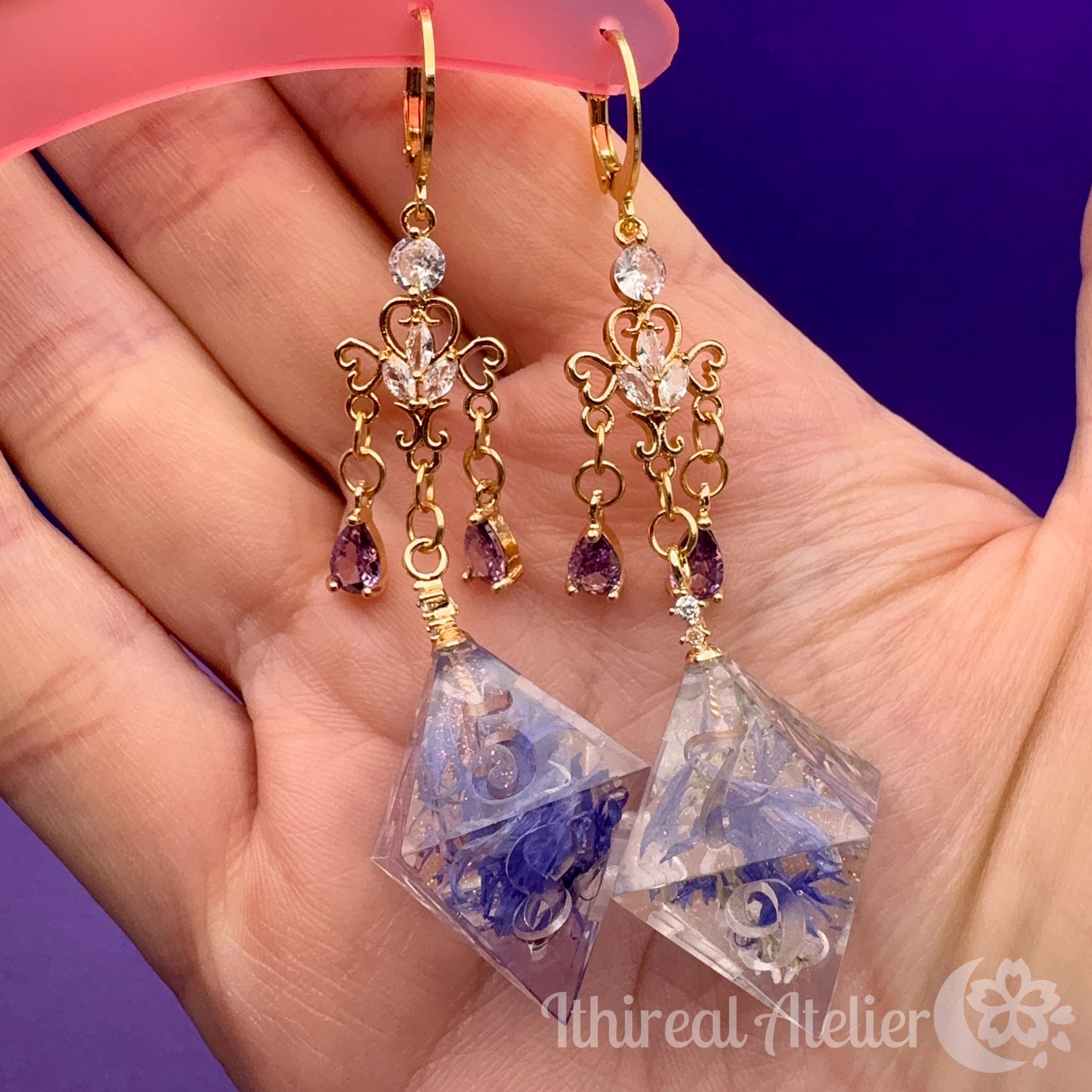 Earrings - Elegant Floral Dice