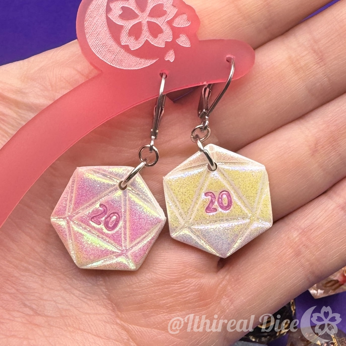 Earrings - D20 Charm (Shimmer)