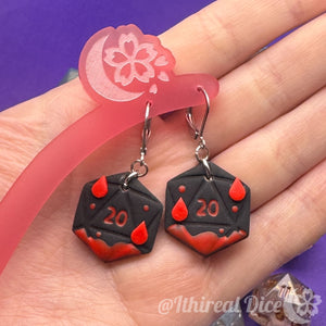 Earrings - D20 Charm (Vampiric)