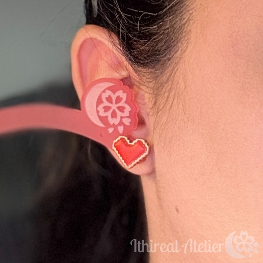 Earrings - Pixel Heart Studs