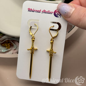 Earrings - Golden Swords